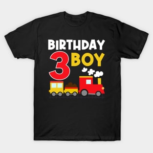 I'm 3 Birthday Boy 3rd Bday Train Car Fire Truck T-Shirt